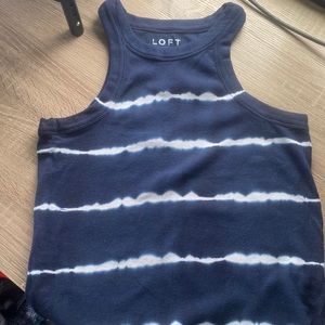 Navy/White tie die stripe Tank Top size Med
